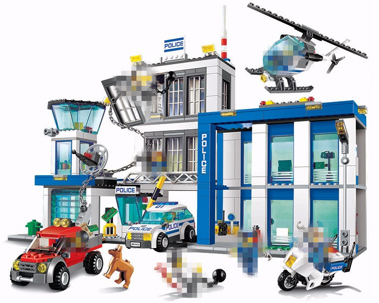 City Police Station Motorbike Helicopter Model Building Kits Compatible With Lego City Blocks Educational Toys Mpm Plaza