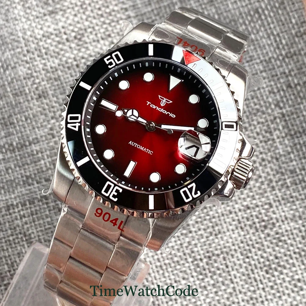 40mm-NH35A-Diver-Mechanical-Automatic-Mens-Watch-20ATM-Waterproof-Sapphire-Glass-Date-Cyclops-Red-Dial-Oyster-3