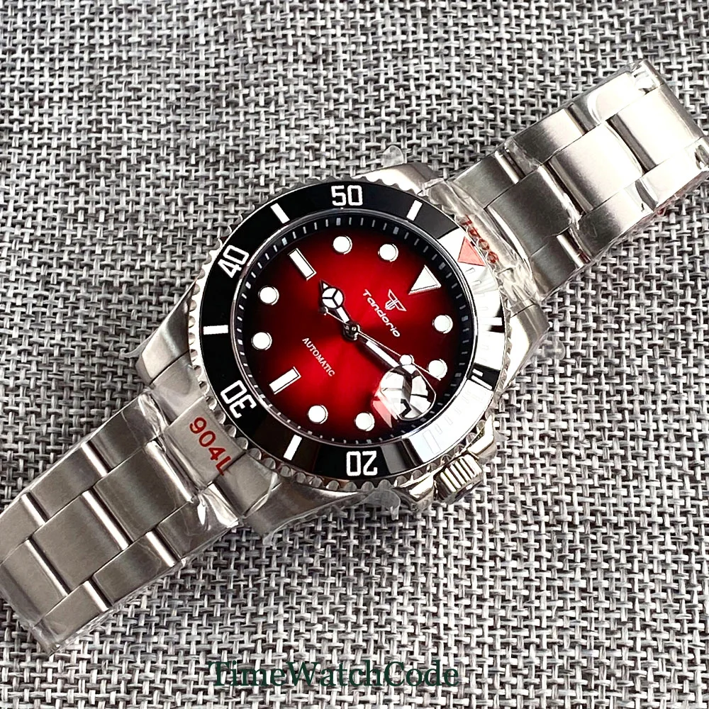 40mm-NH35A-Diver-Mechanical-Automatic-Mens-Watch-20ATM-Waterproof-Sapphire-Glass-Date-Cyclops-Red-Dial-Oyster-4